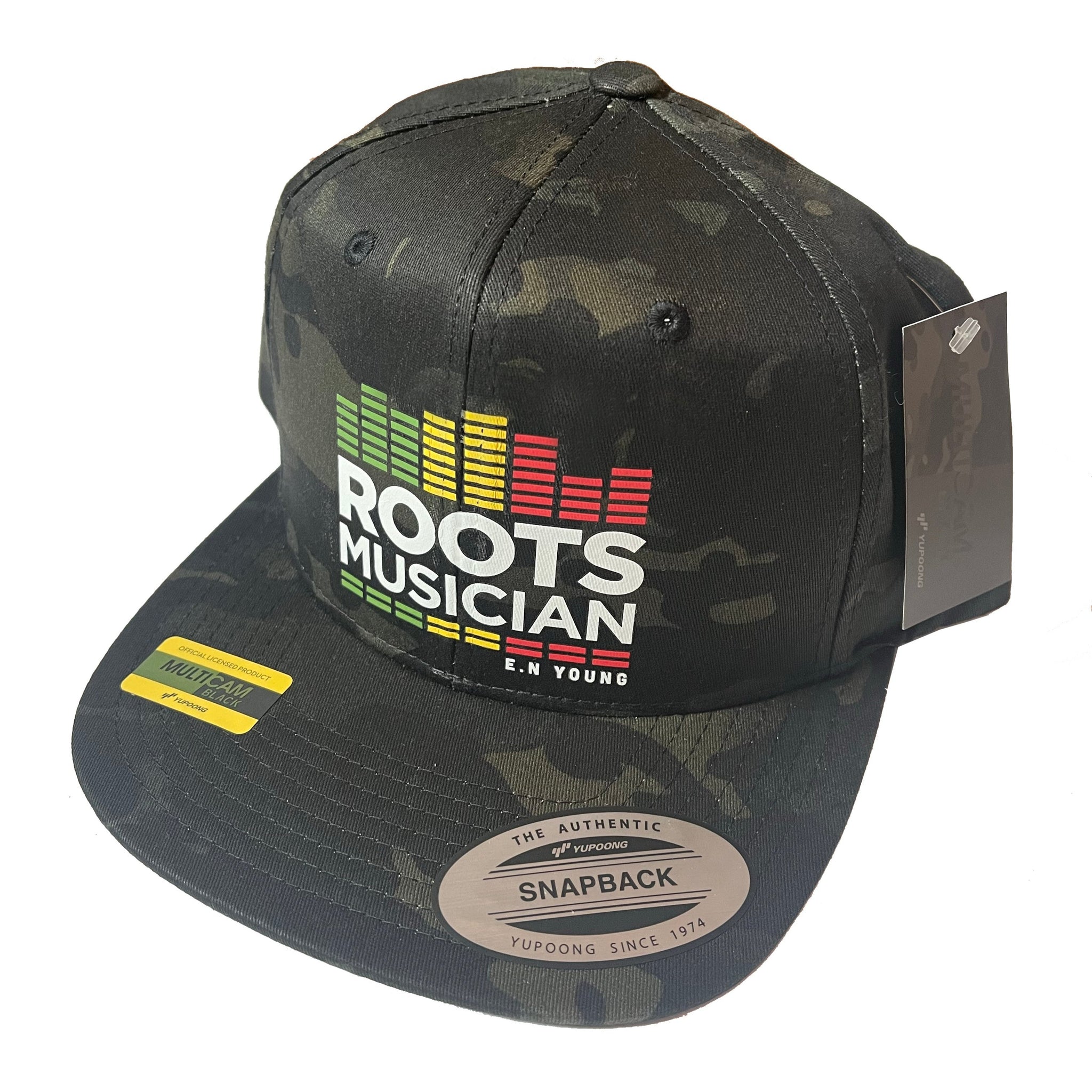 Roots Musician Snapback (Black Camo)